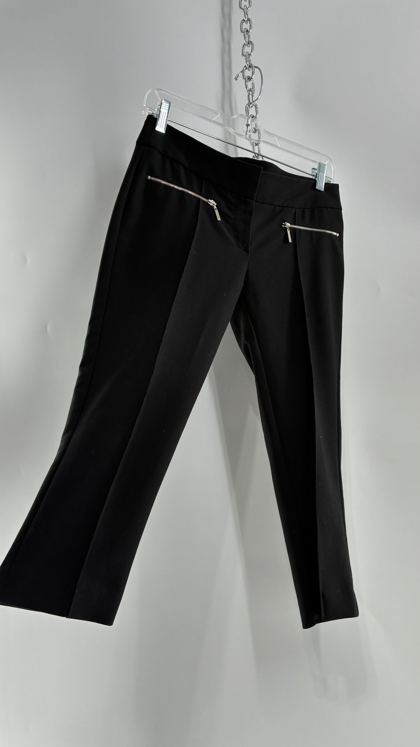 Vintage BEBE Low Waisted Black Pleated Capris with Zipper Detailing (0)