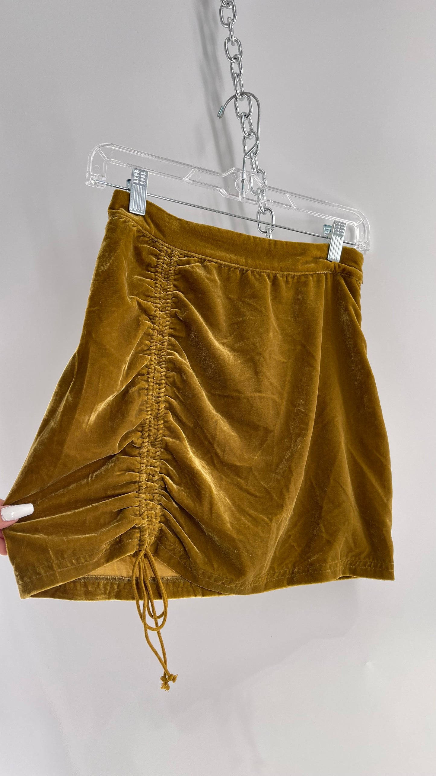 Free People Mustard Velvet Ruche Side Skirt (0)