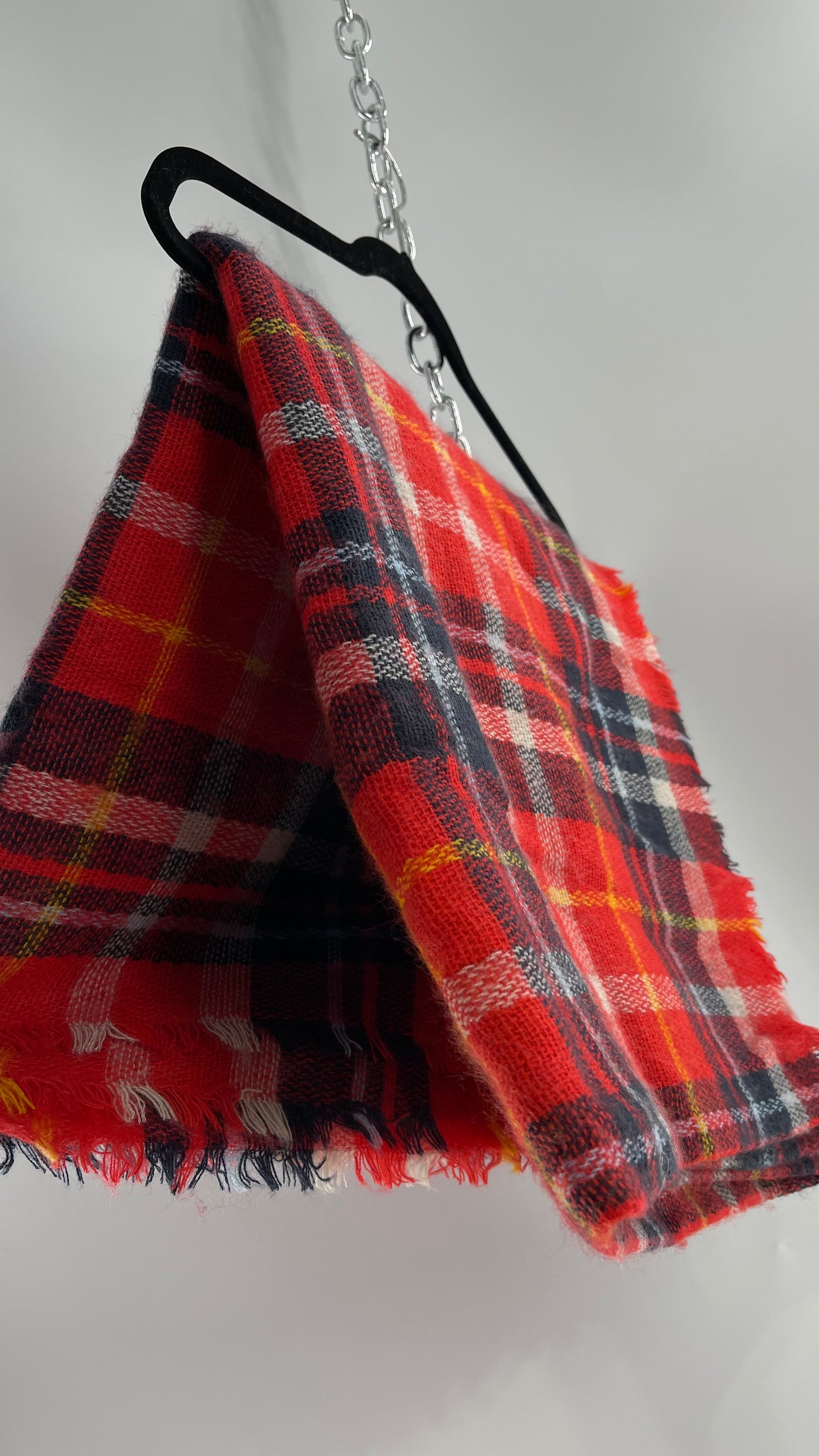 Free People Red Plaid Large Thick Scarf