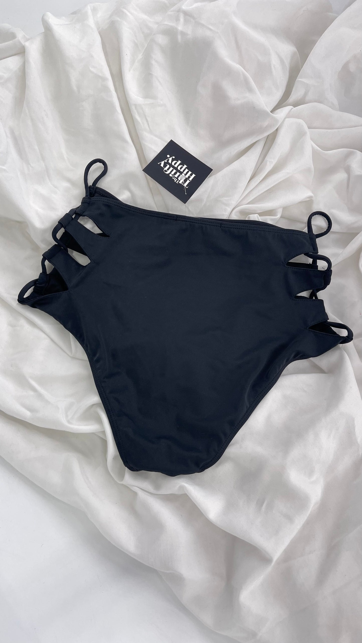 Pacsun Kendall & Kylie Black High Waisted Bottoms with Lace Up Sides (Medium)