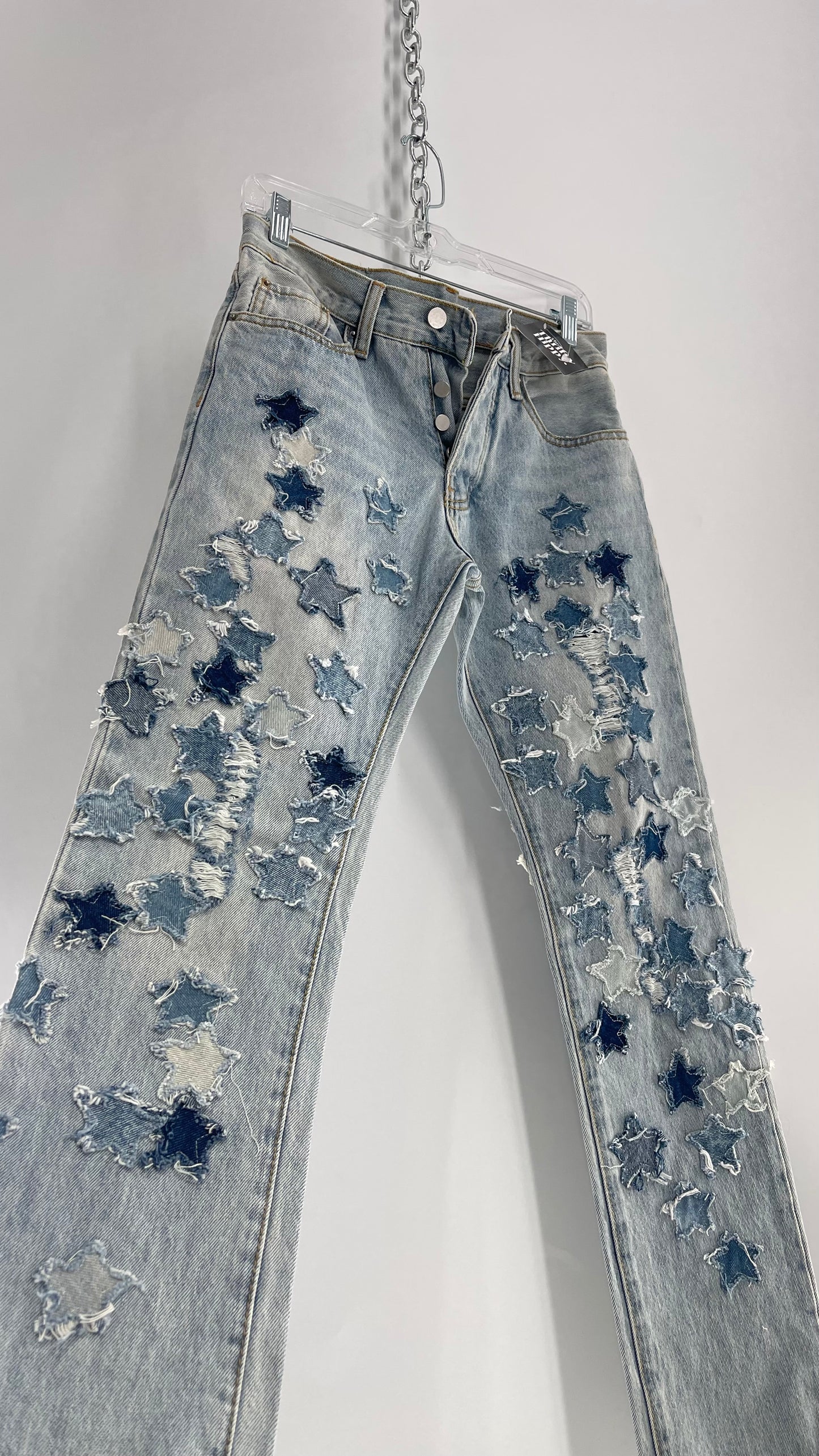 mnml Light Wash Jeans with Mixed Tone Jean Stars (28)