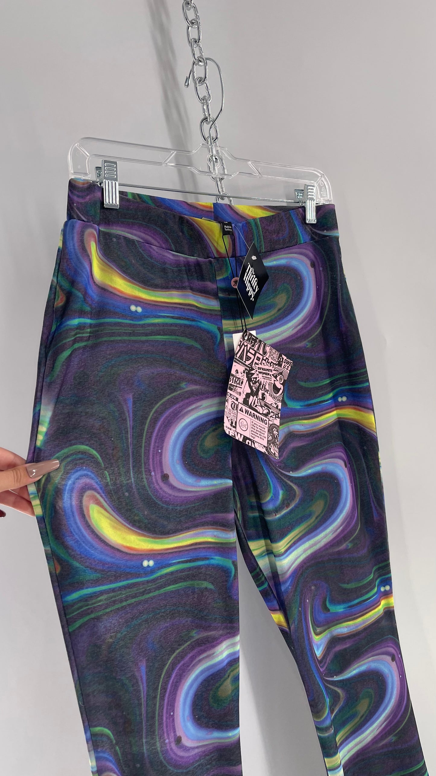 NGOrder Psychedelic Graphic Purple Blue Wavy Kickflare Pants with Tags Attached (6)