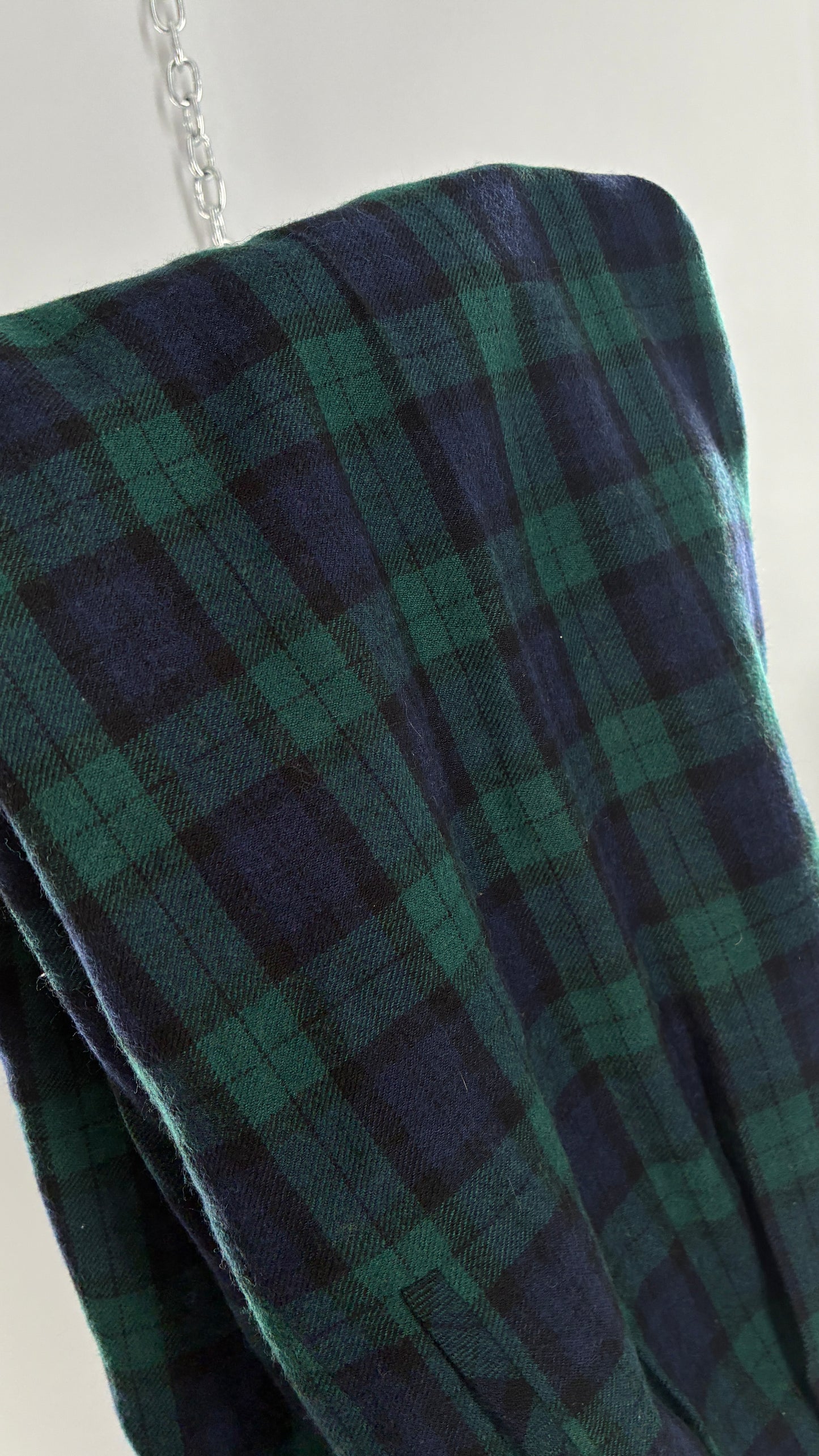 Vintage Collectible Gold by GIORGIO SANT’ANGELO 100% Wool Plaid Navy and Green Trouser (10)