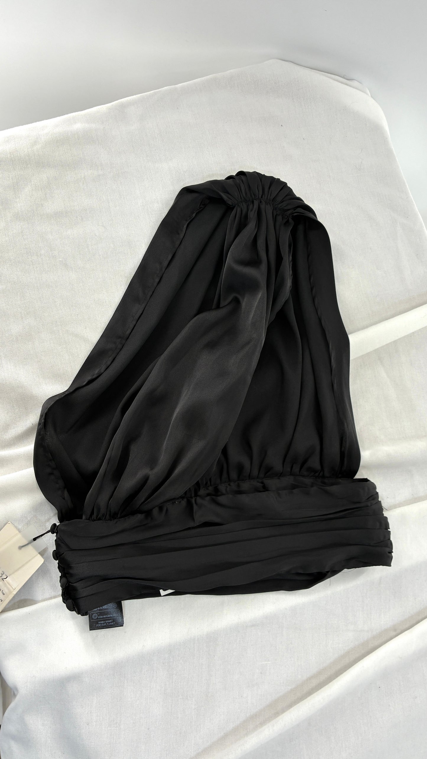 NAKD Black Silky One Shoulder High Neck Top with Tags Attached (32)