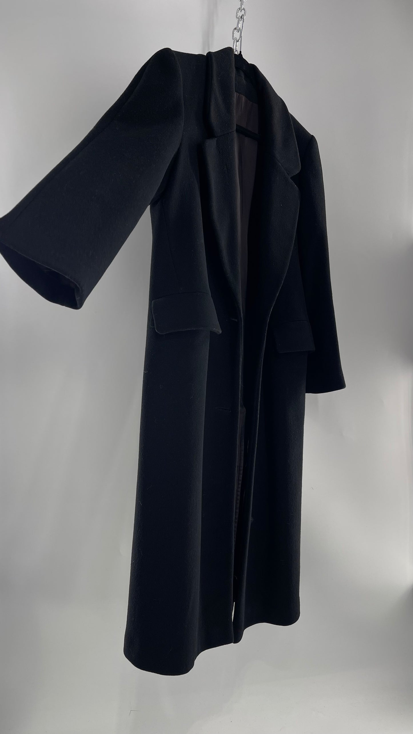 Vintage CENTRAL PARK NY 100% Wool Black Full Length Coat (M/L)