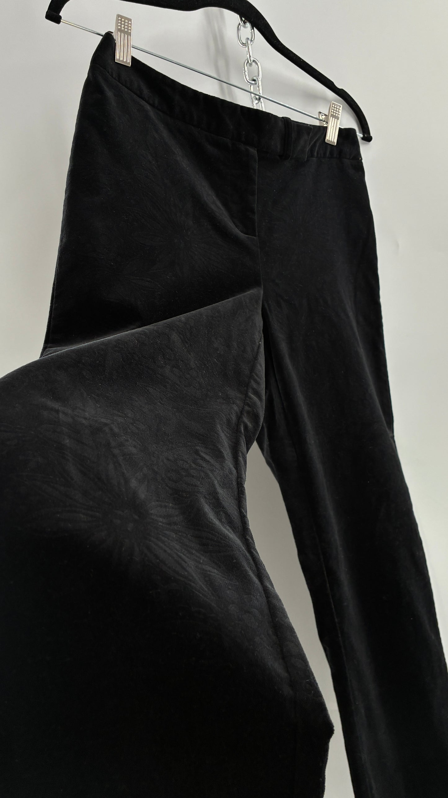 Deadstock Vintage 2000s Lilly Pulitzer Black Velvet Embossed Floral, Side Closure Pants (4)