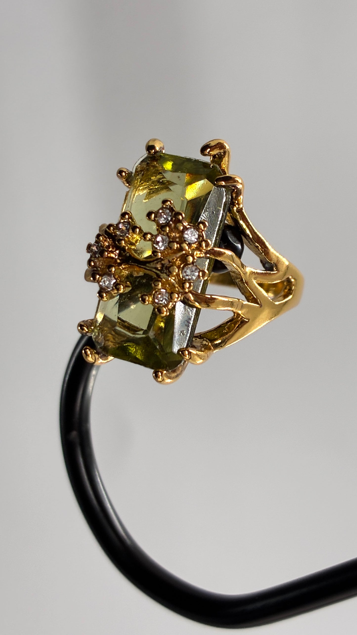 Gold Ring with Green Stone (Size 7)