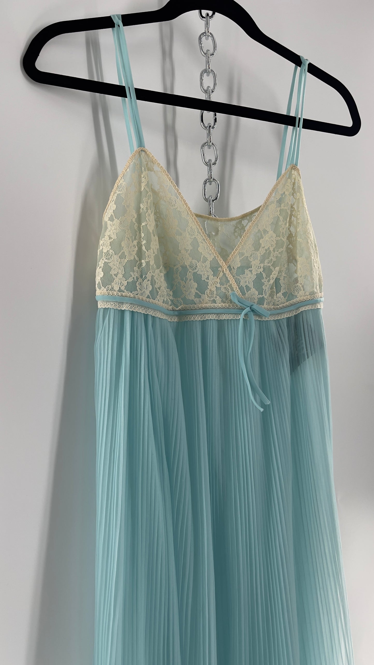 Vintage 1960s Baby Blue Nightgown Maxi Dress (Small)