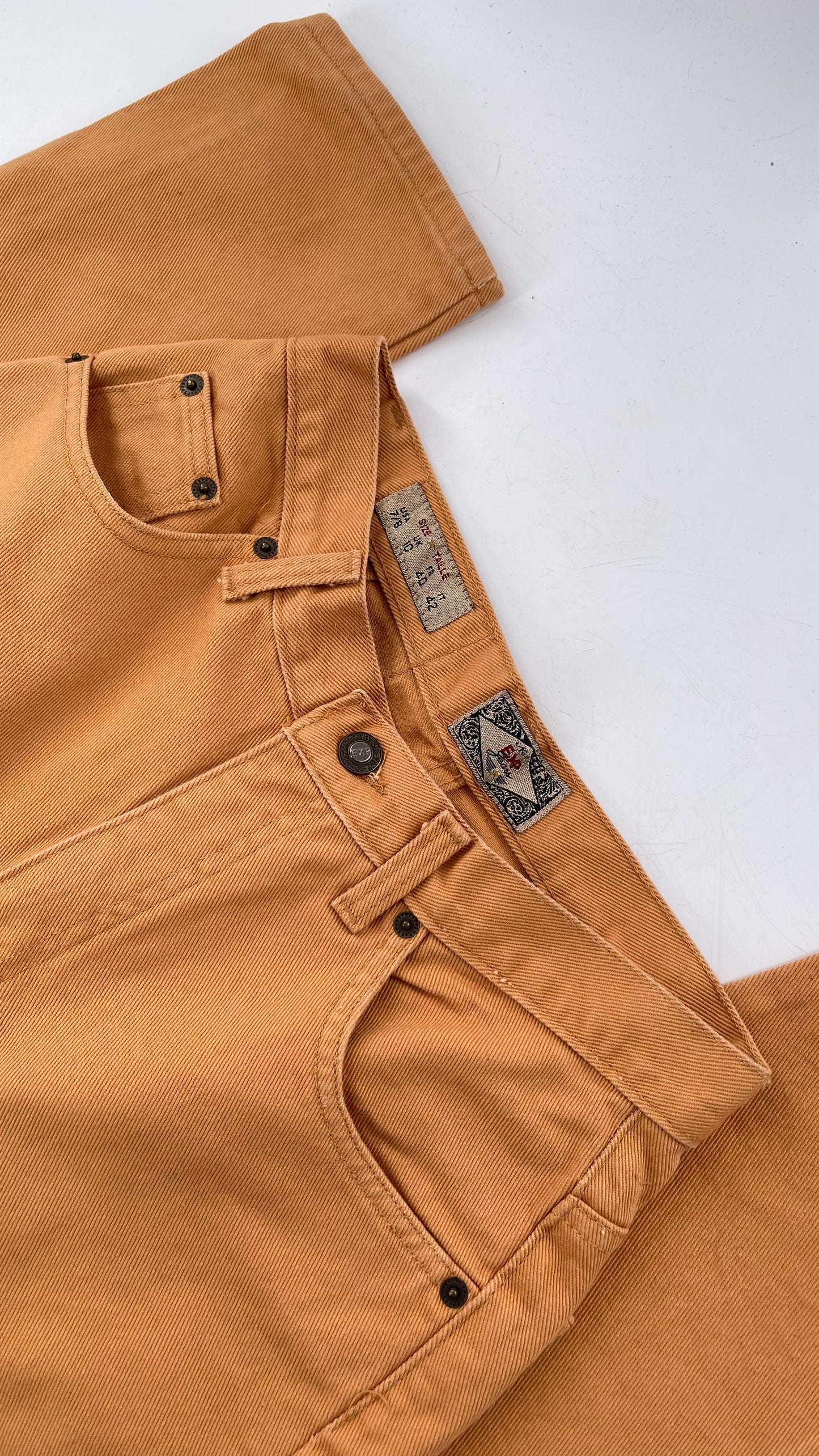 Vintage Mustard/Orange Express Ultra High Waisted Jeans with Old School Jacron (7/8)