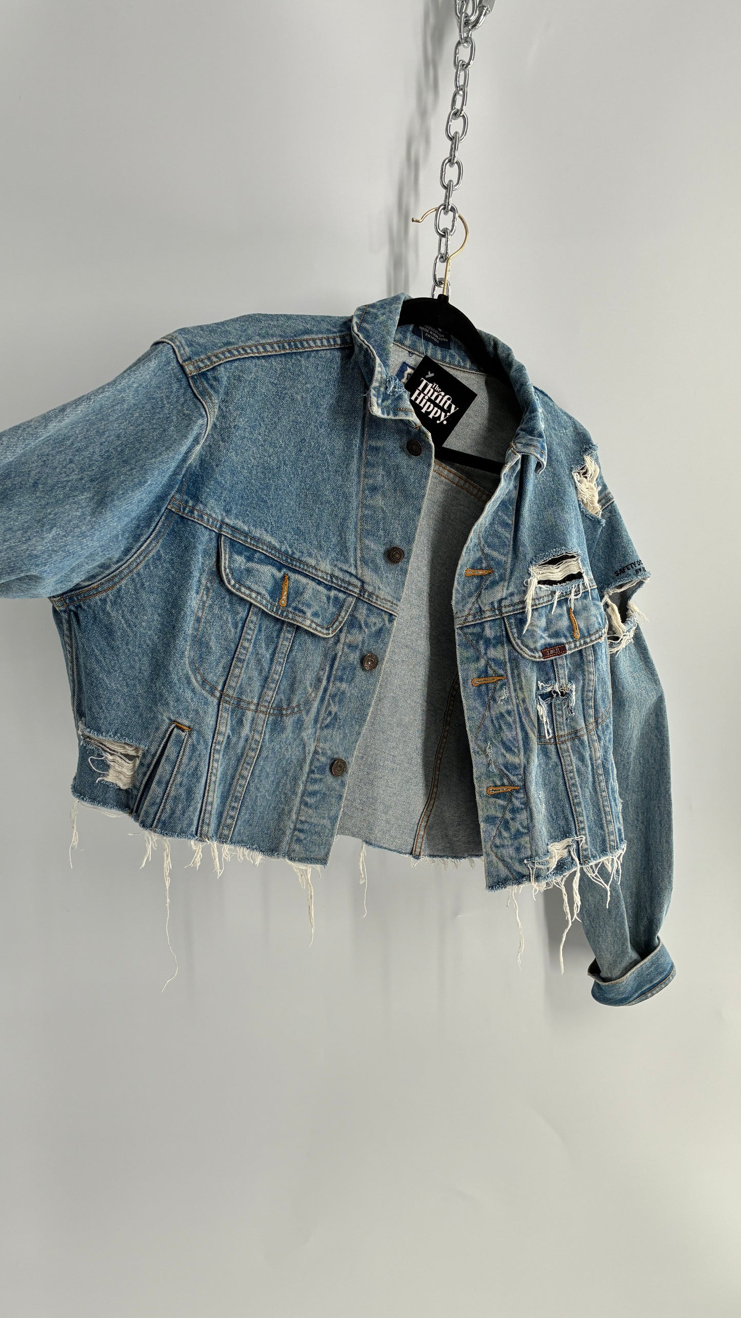 Vintage LEE Distressed Denim Cropped Jacket  (Medium)