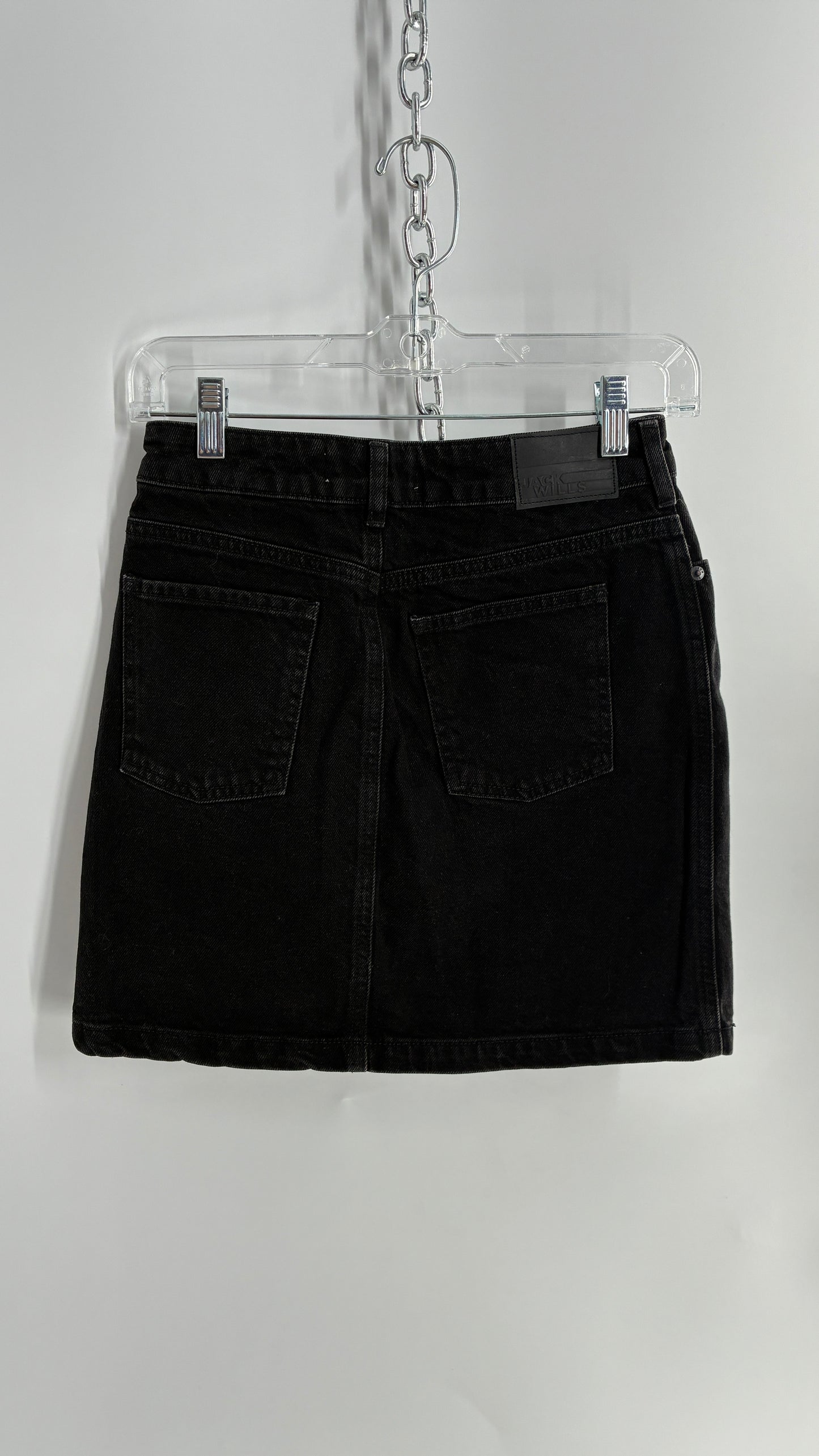 JACK WILLS Black Denim Mini Skirt with Tags Attached (2)