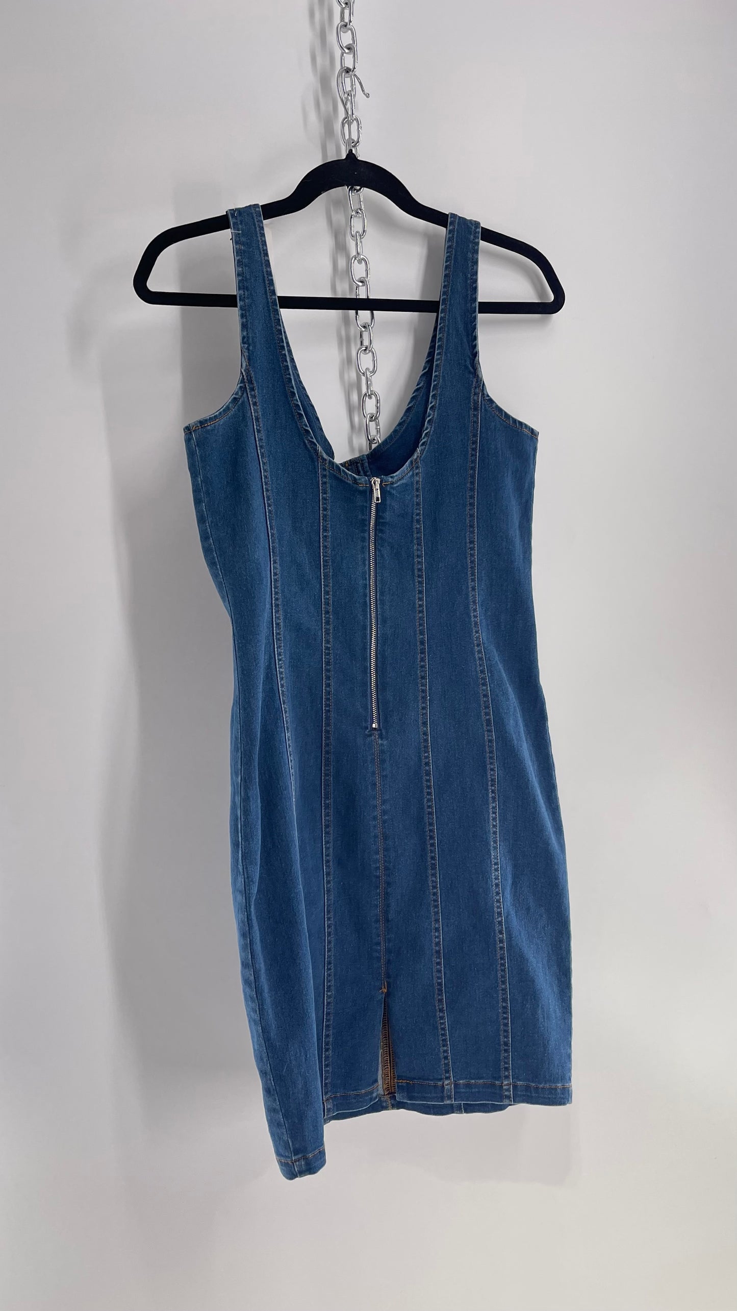 Ruled by Her Denim Body Con Dress with Tags Attached (Medium)