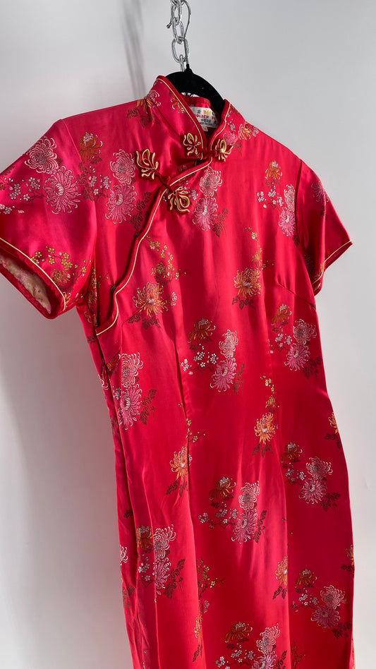 Vintage Golden Bee Silk Chinese QiPao  (C) (36)