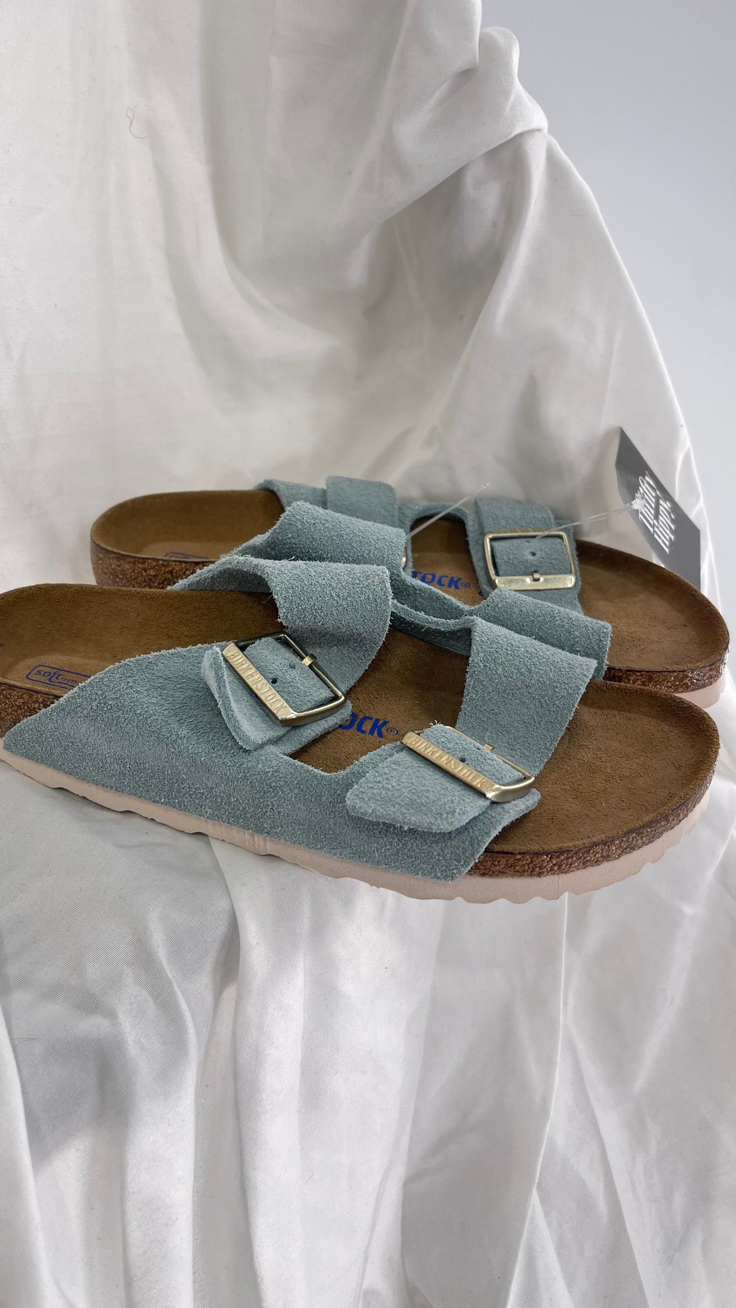 Birkenstock Powder Blue Suede Double Strap Sandal (39/8)