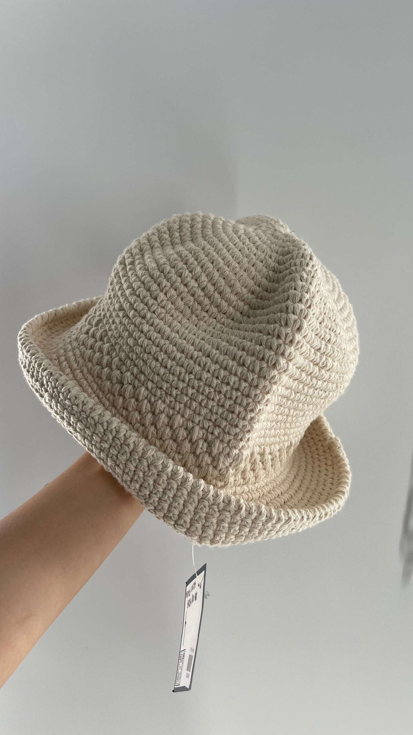 Handmade Crochet Beige Bucket Imported from Brazil