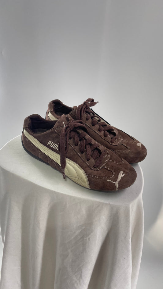 Vintage Worn Brown Suede Puma Sneakers (6.5)