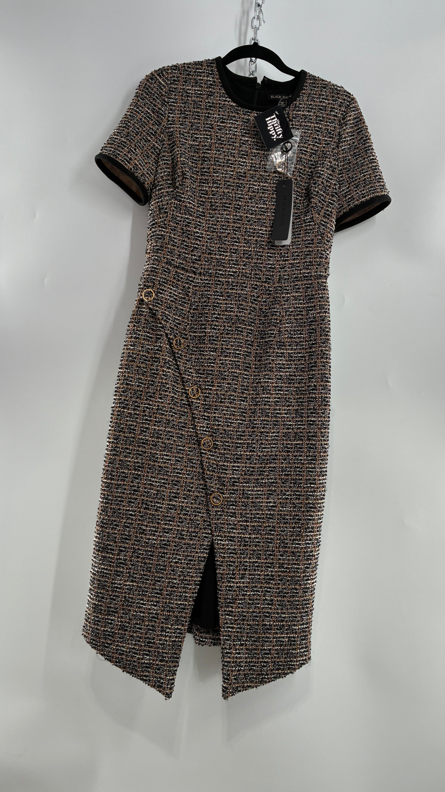 BLACK HALO Tweed Midi Dress with Tags Attached (8)