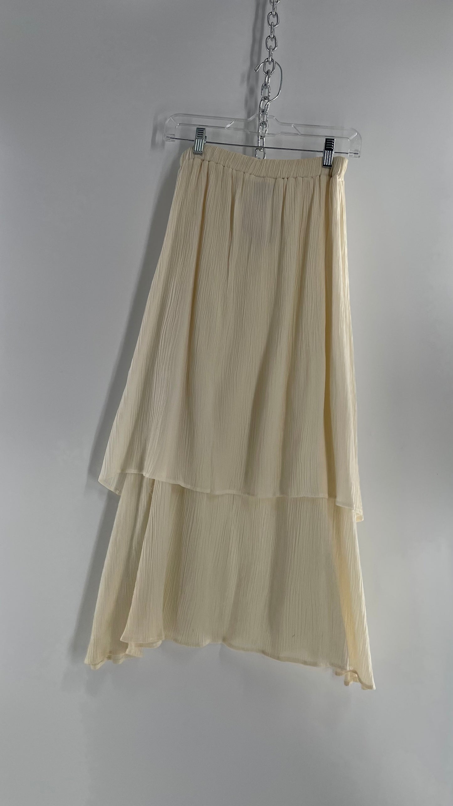 Vintage Barbara Lesser for Felicity Crimped Layered/Tiered Off White Skirt (M)