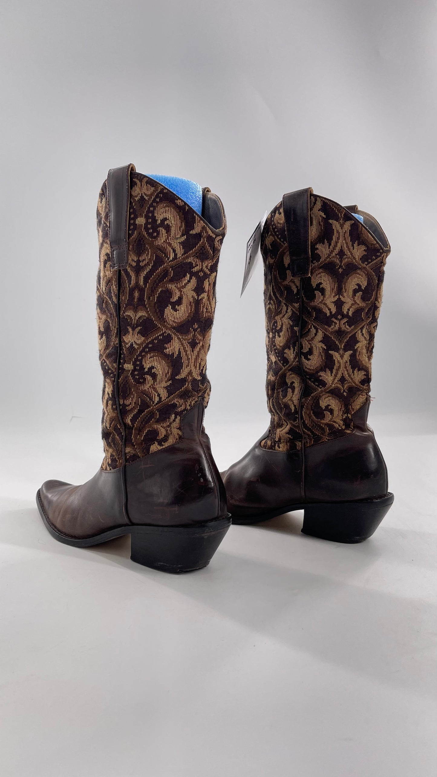 Vintage Matisse Brown Leather Tapestry Cowboy Boot (8.5)