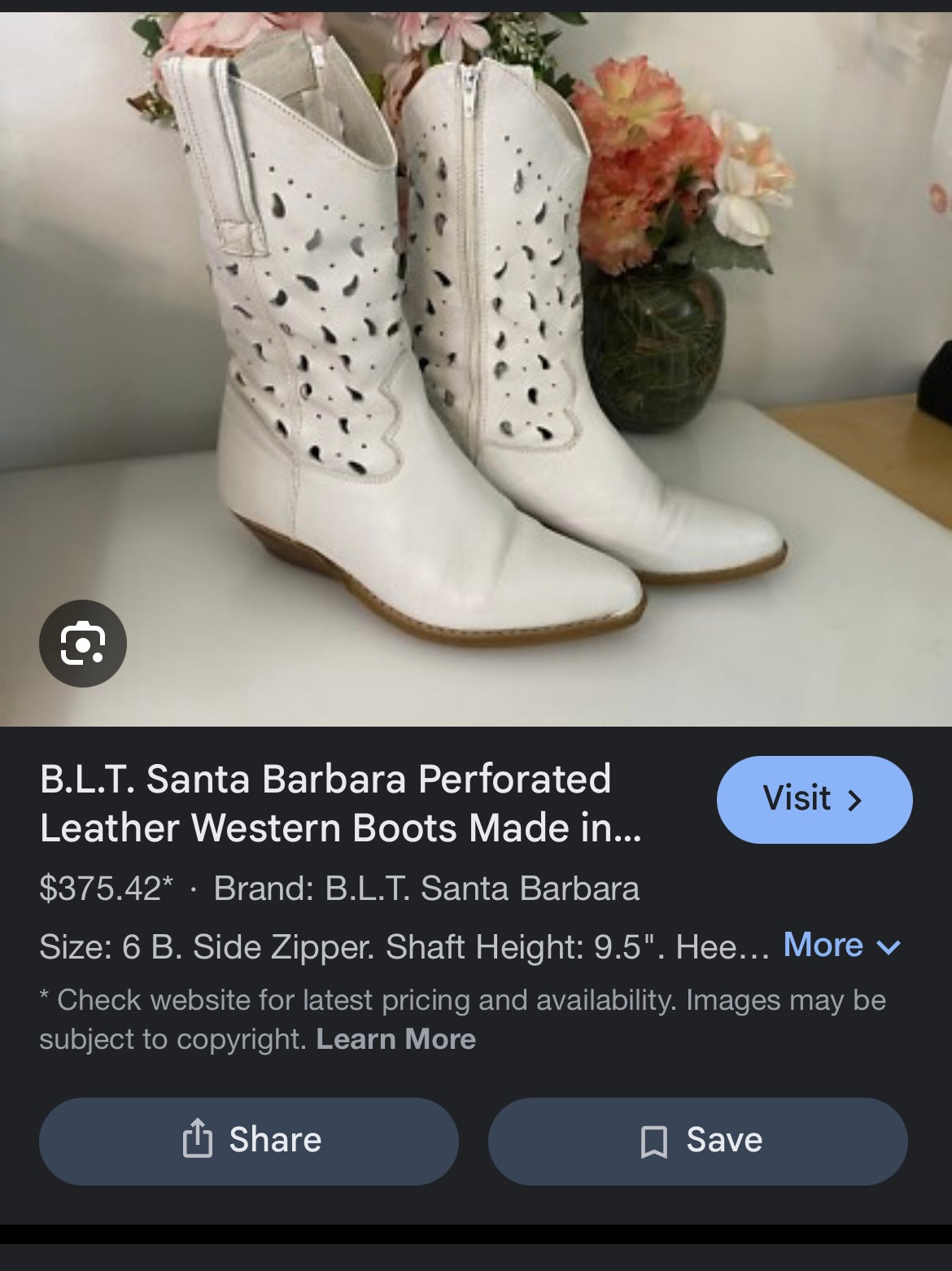 Vintage Santa Barbara Orange Leather Made in Spain Pointed Toe Cowboy Boots (8)
