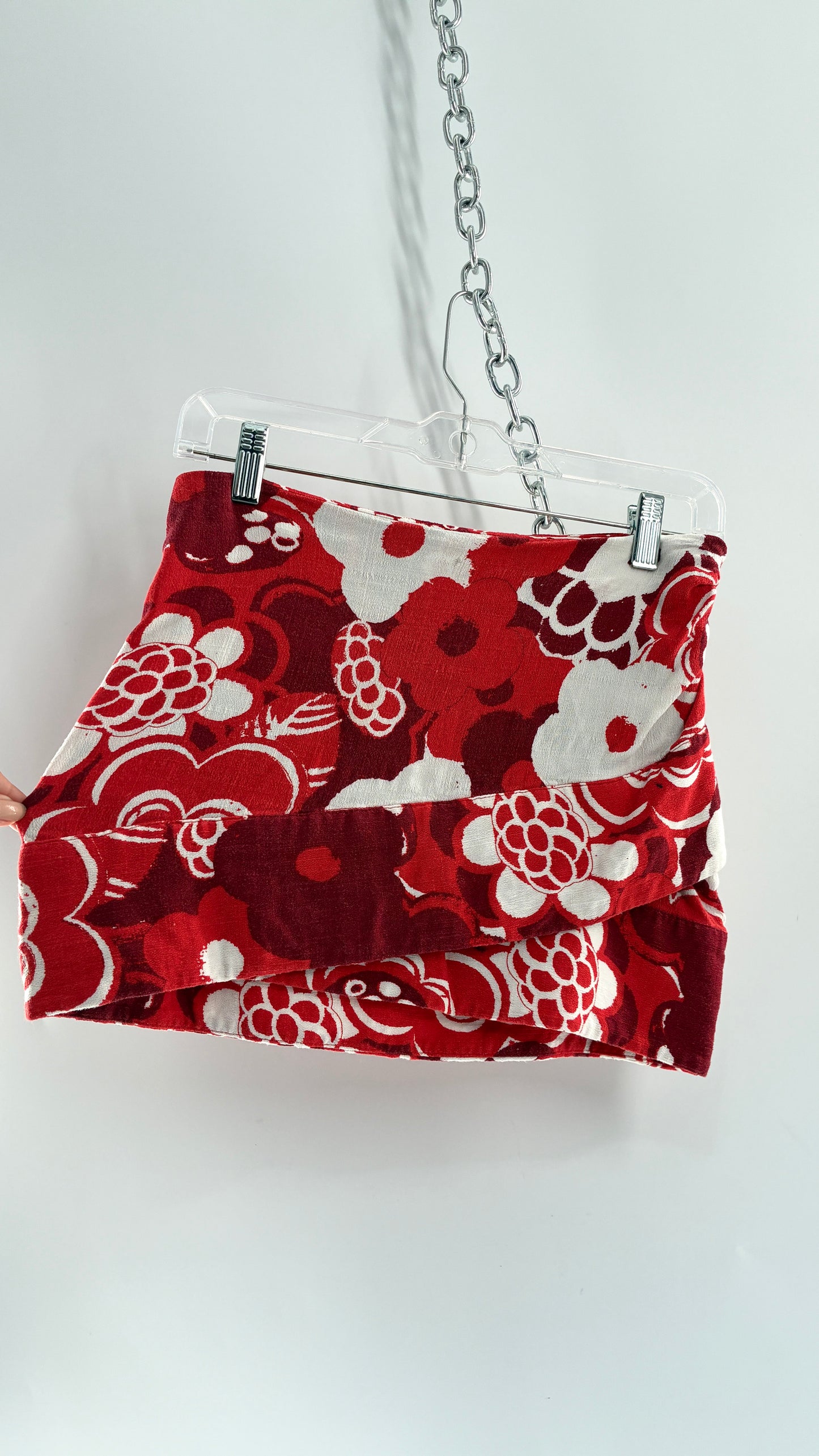 Free People Red and White Floral Mini Skirt (0)