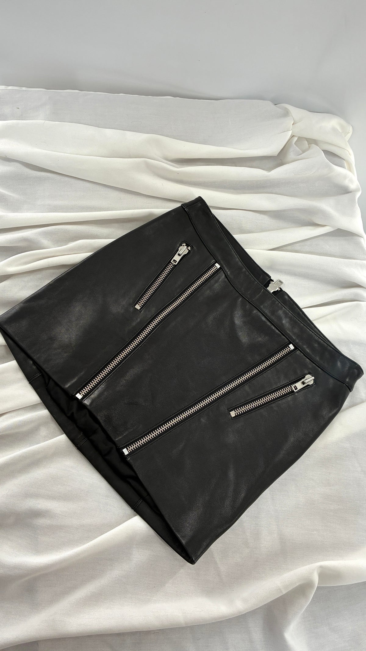 MASON 100% Lambskin Leather Skirt with Zipper Details (0)