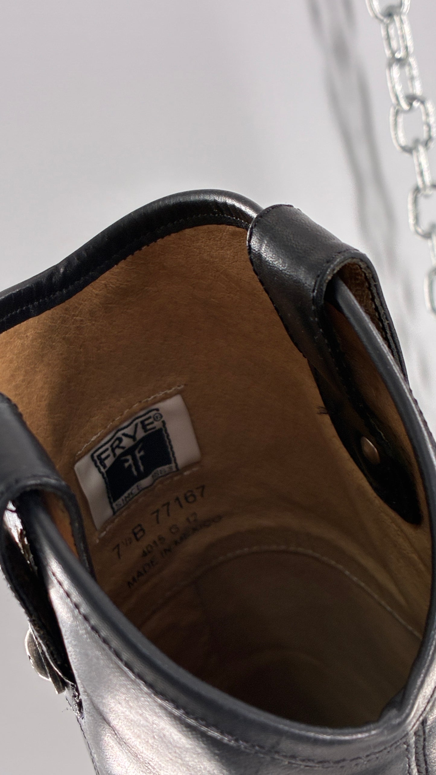 Vintage FRYE Melissa Tall Black Leather Button Boot Made in Mexico (7.5)
