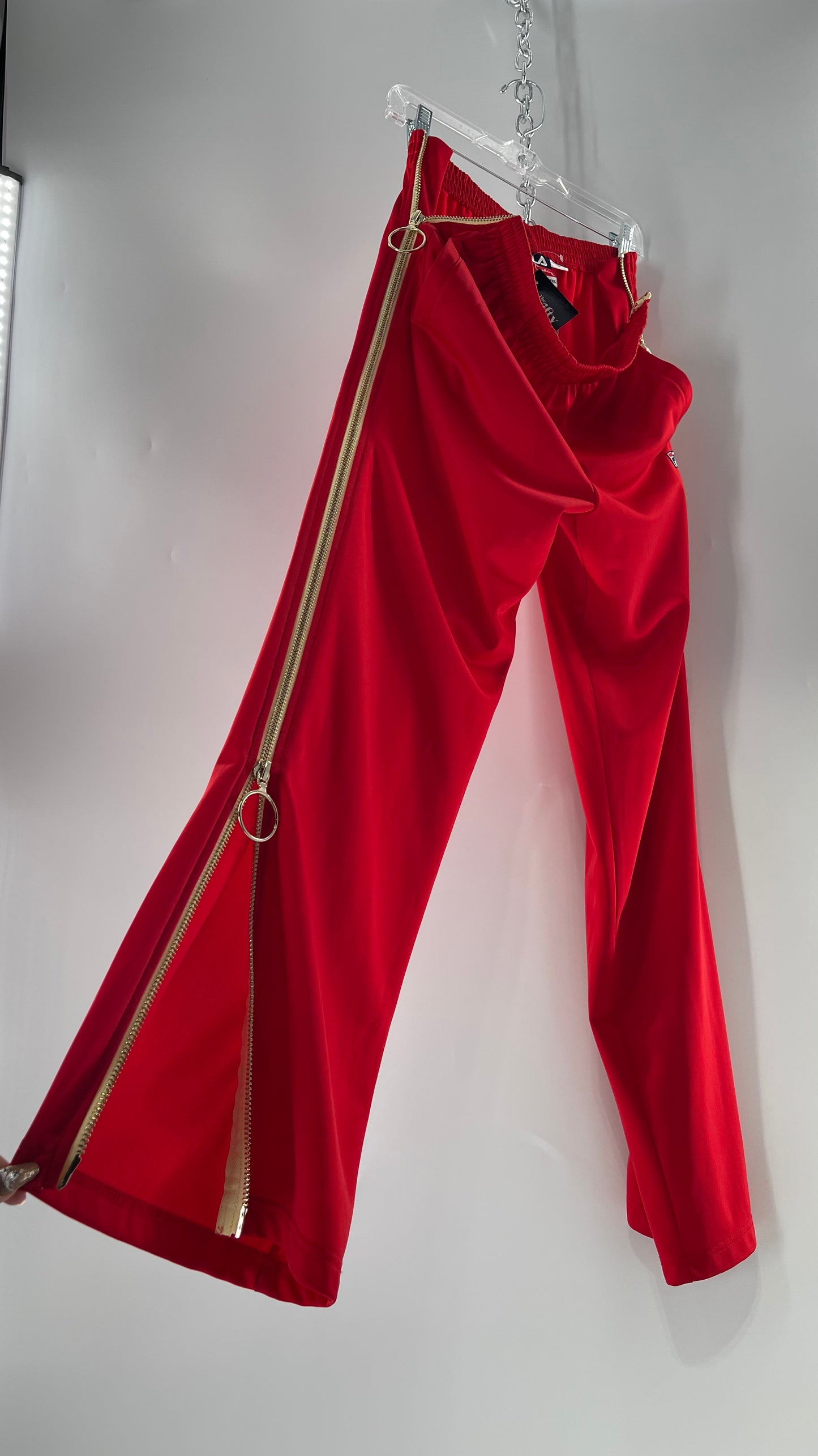 FILS X Pierre Cardin Red Complete Zip Side Wide Leg Athleisure Pant (Medium)