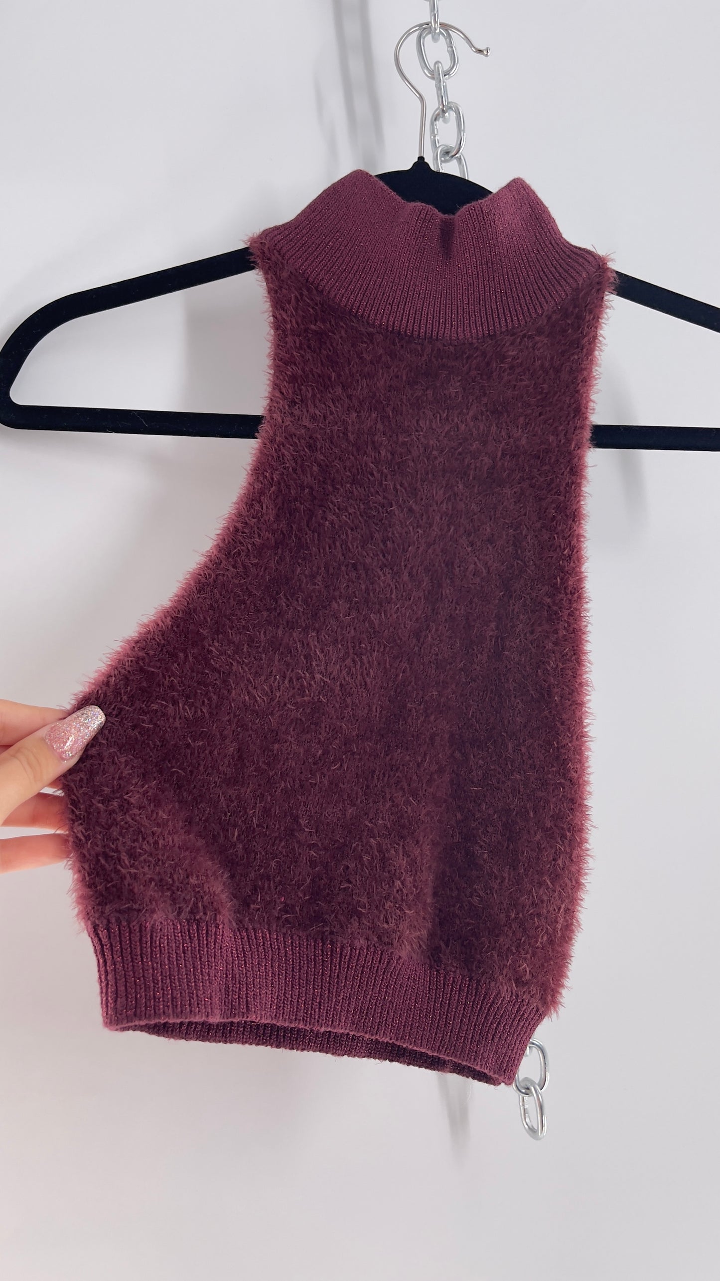 Urban Outfitters Fuzzy Burgundy Turtleneck Tank (Medium)