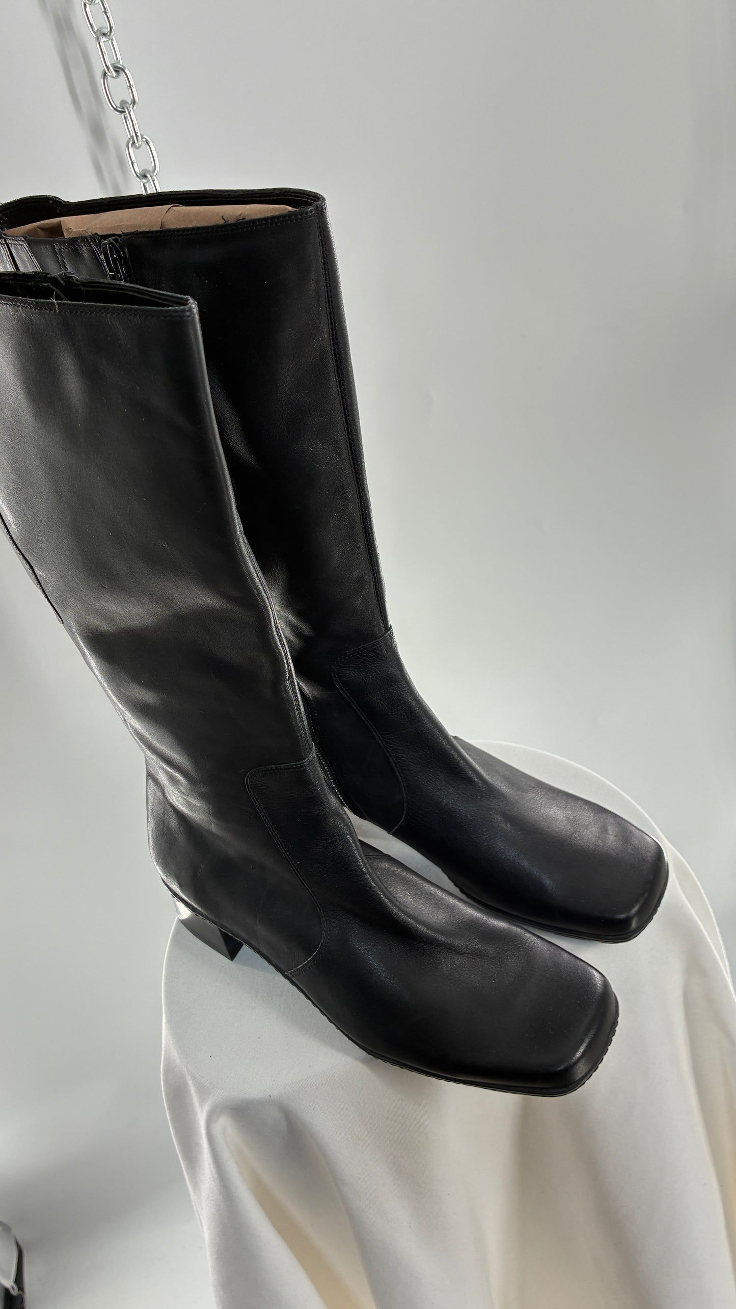 Vintage BANDOLINO 1990s Black Square Toe Boots (9.5)