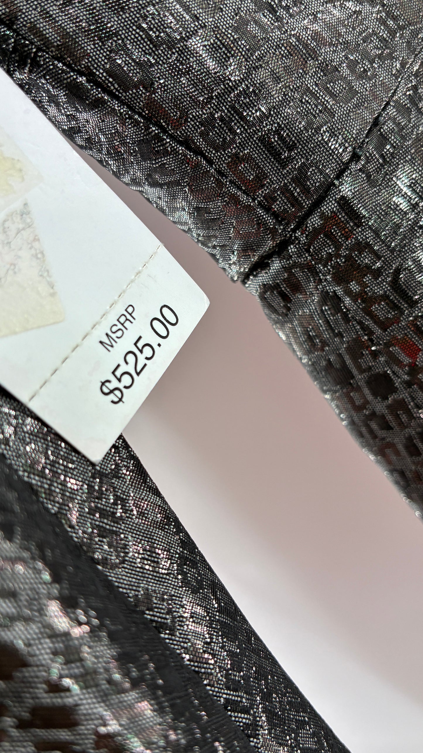 Vintage CARMEN MARC VALVO Metallic Liquid Silver Dress with Tags Attached (6)