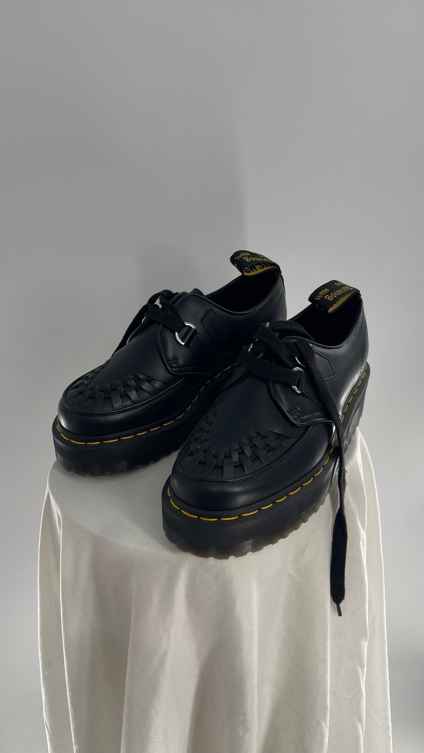 Dr.Martens NWOT Black Patent Leather Platform/Creeper Oxfords (8L 7M)