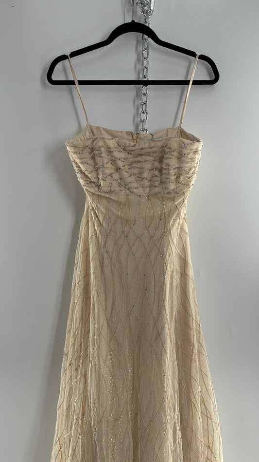 Vintage Victor Costa for Neiman Marcus Strapless Ruched/Pleated Bust Mermaid Gown Covered in Braided Threads and Embroidered Beads (6)
