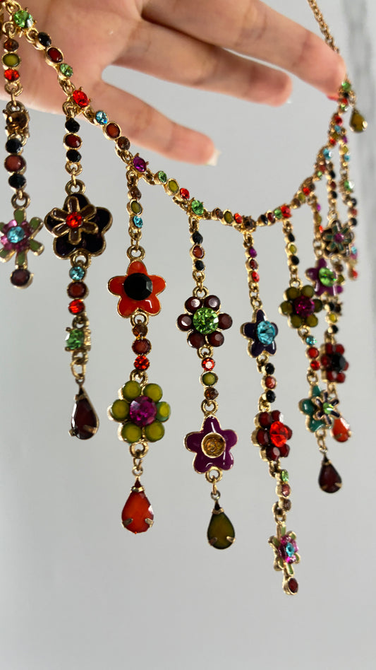 Vintage MICHAEL NEGRIN f Cascading Florals Gemstone Necklace