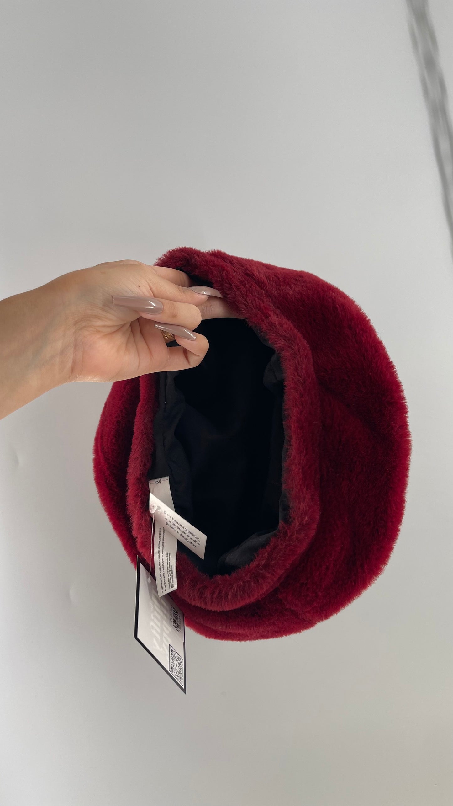 Cherry Red Fuzzy Beret