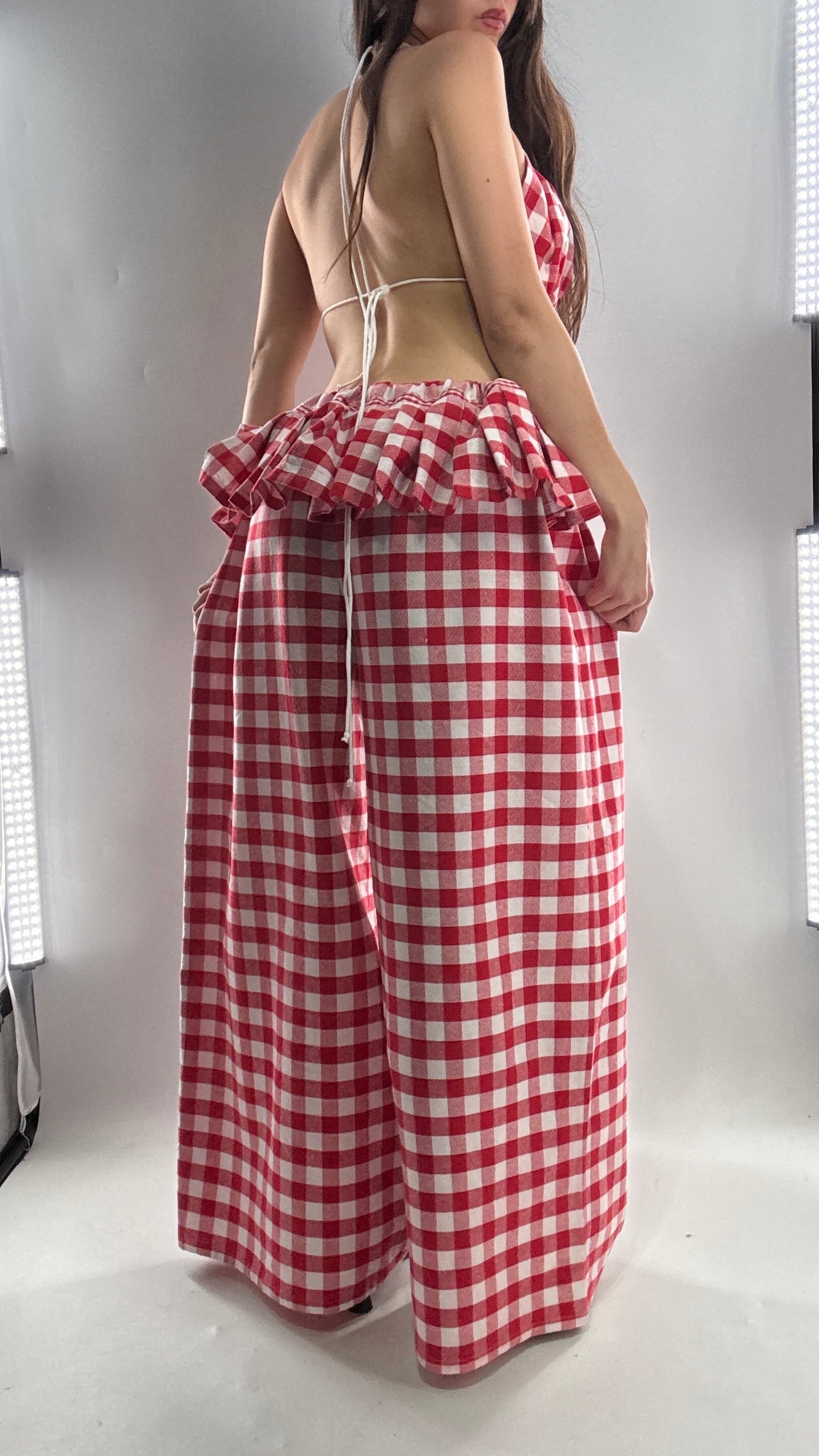 Vintage Handmade Picnic Red/White Gingham Two Piece Set (XS-L)