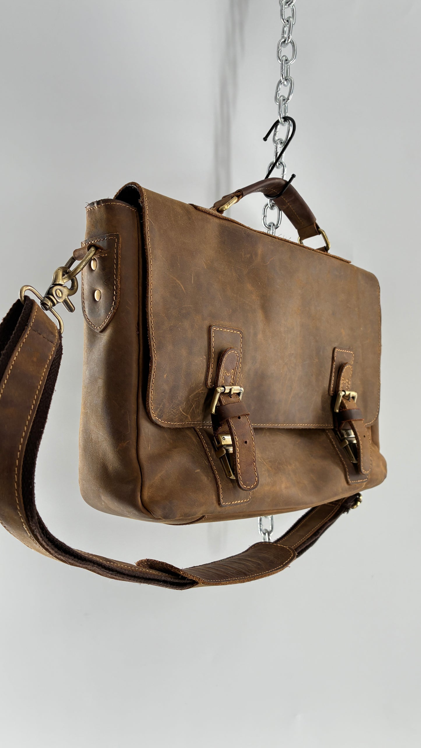 KATTEE Heavy Duty, Thick Genuine Leather Briefcase School Satchel Messenger Bag