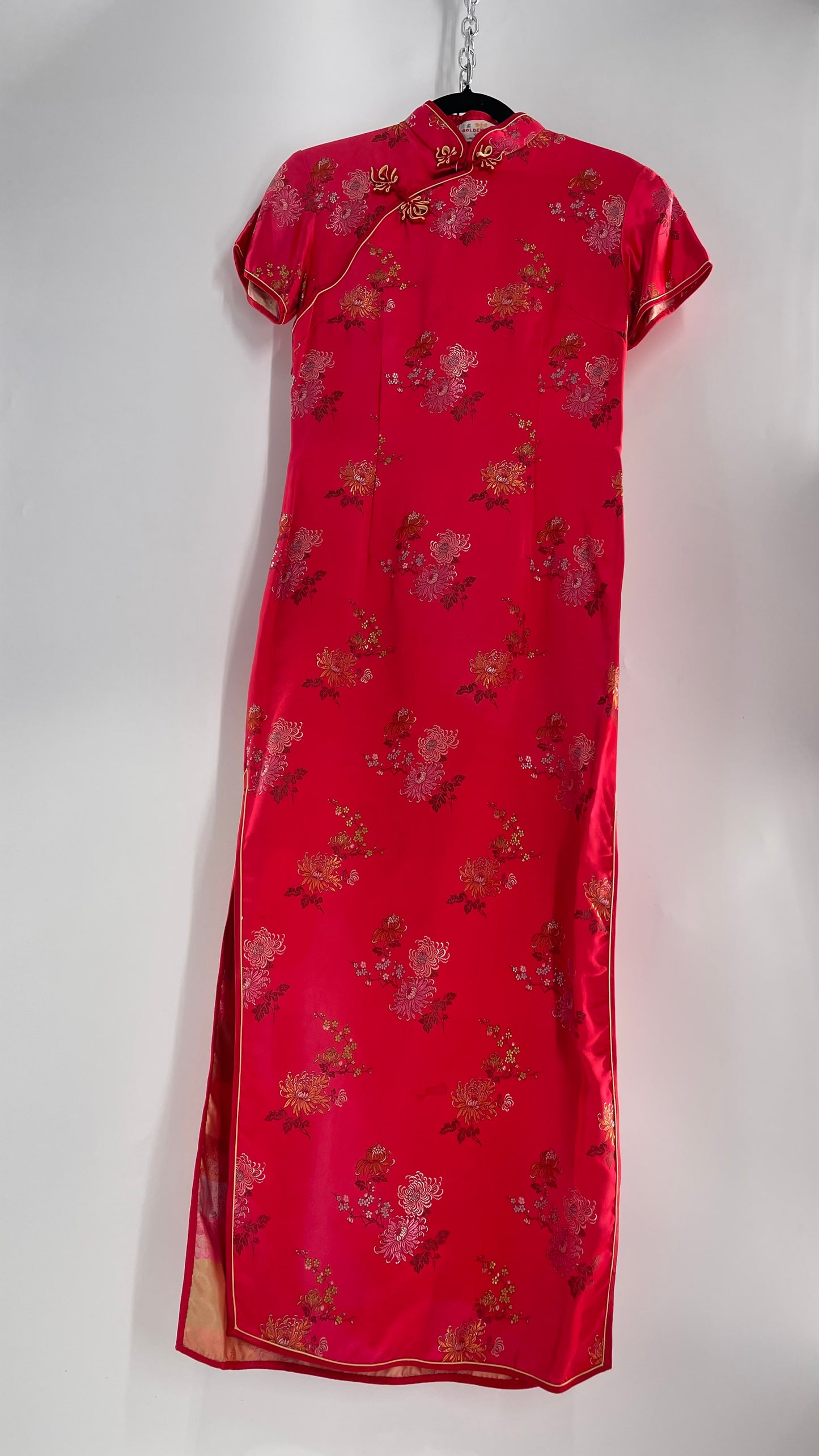 Vintage Golden Bee Silk Chinese QiPao  (C) (36)