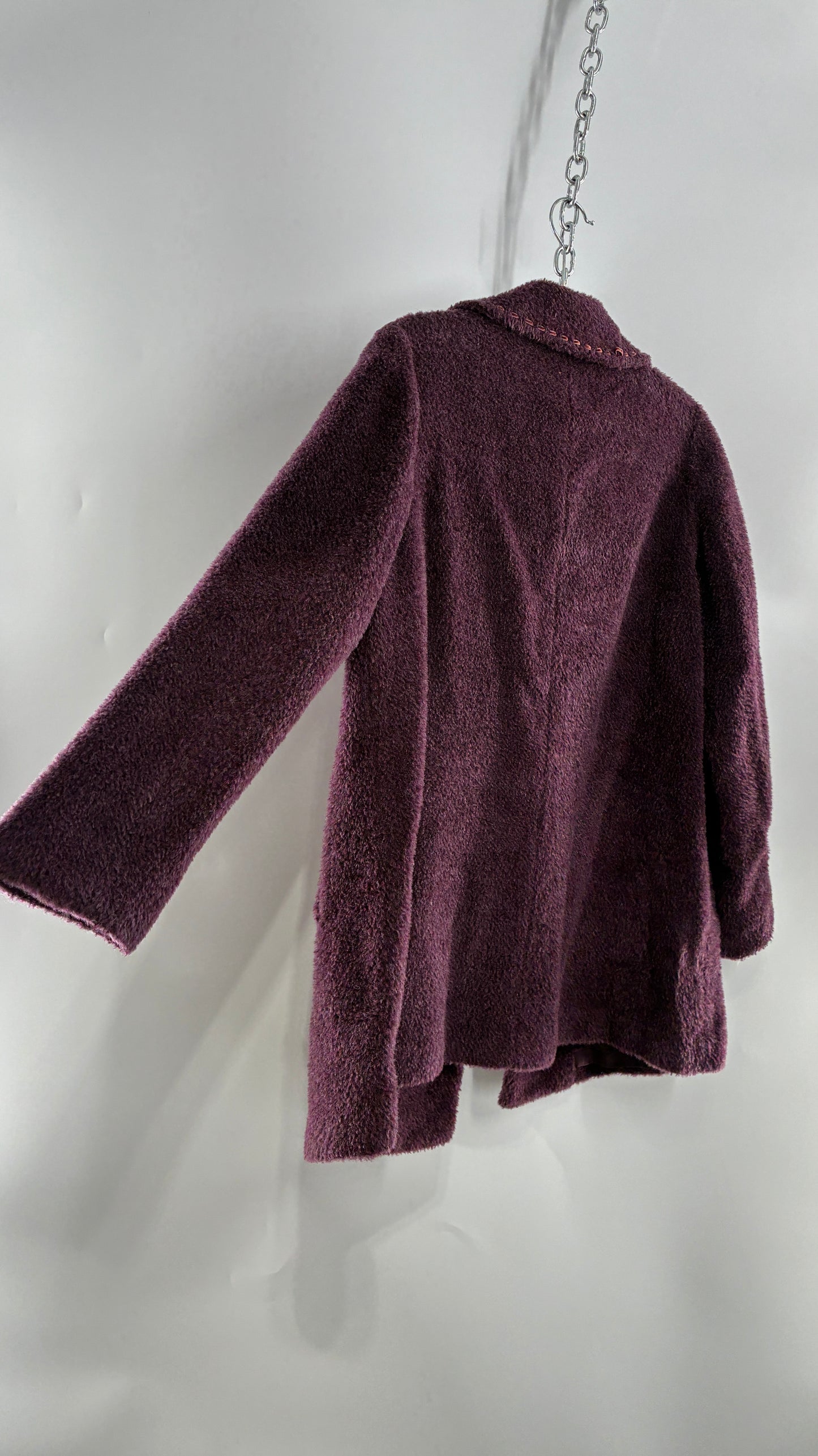 Vintage VIVALDI Purple Coat with Ribbon Stitch Detail (97,102,165cm)