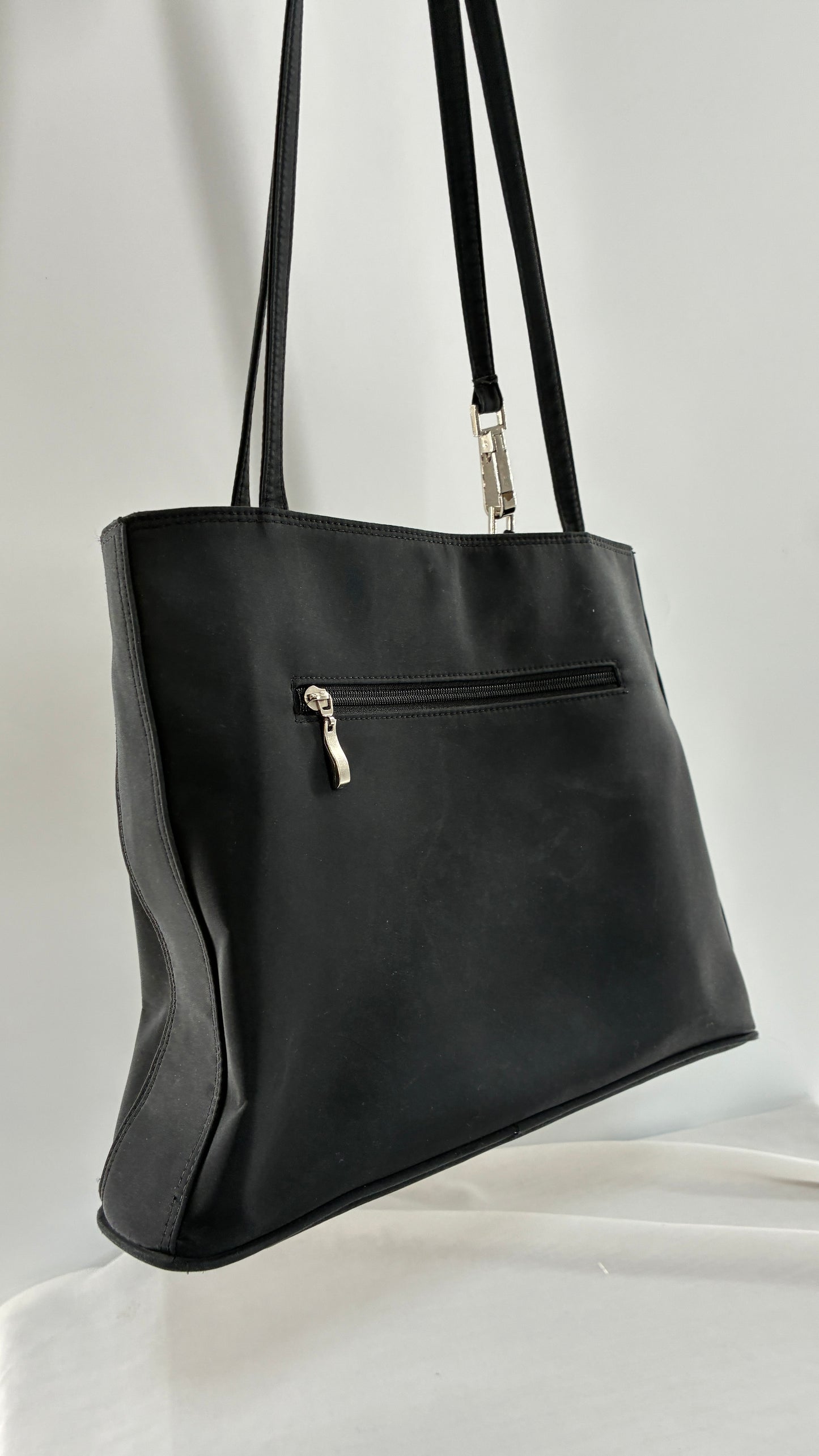 Vintage GUCCI Inauthentic Black Shoulder Bag with Silver Metal Hardware