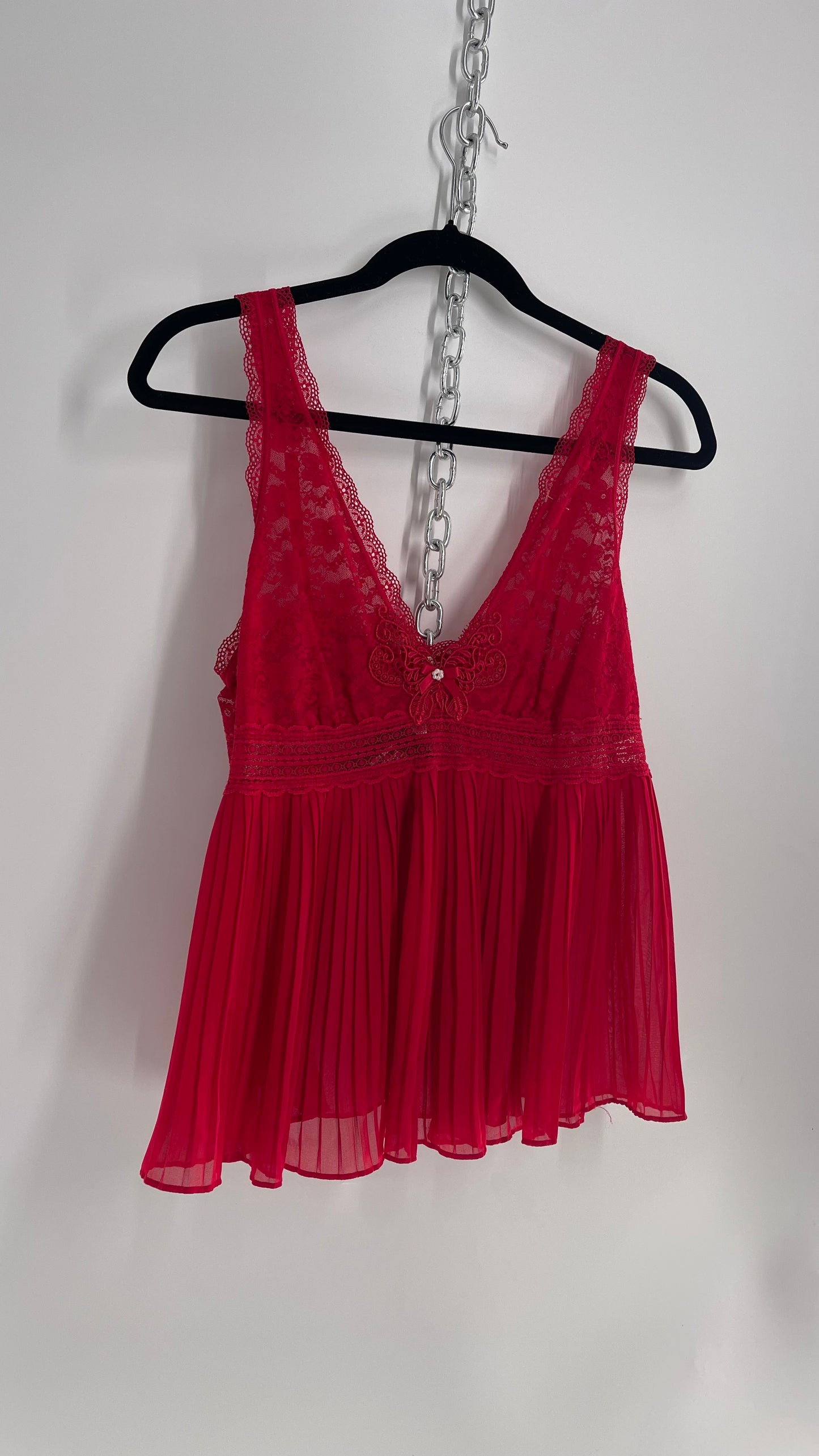 Vintage In Bloom Red Lace Babydoll Tank (Large)