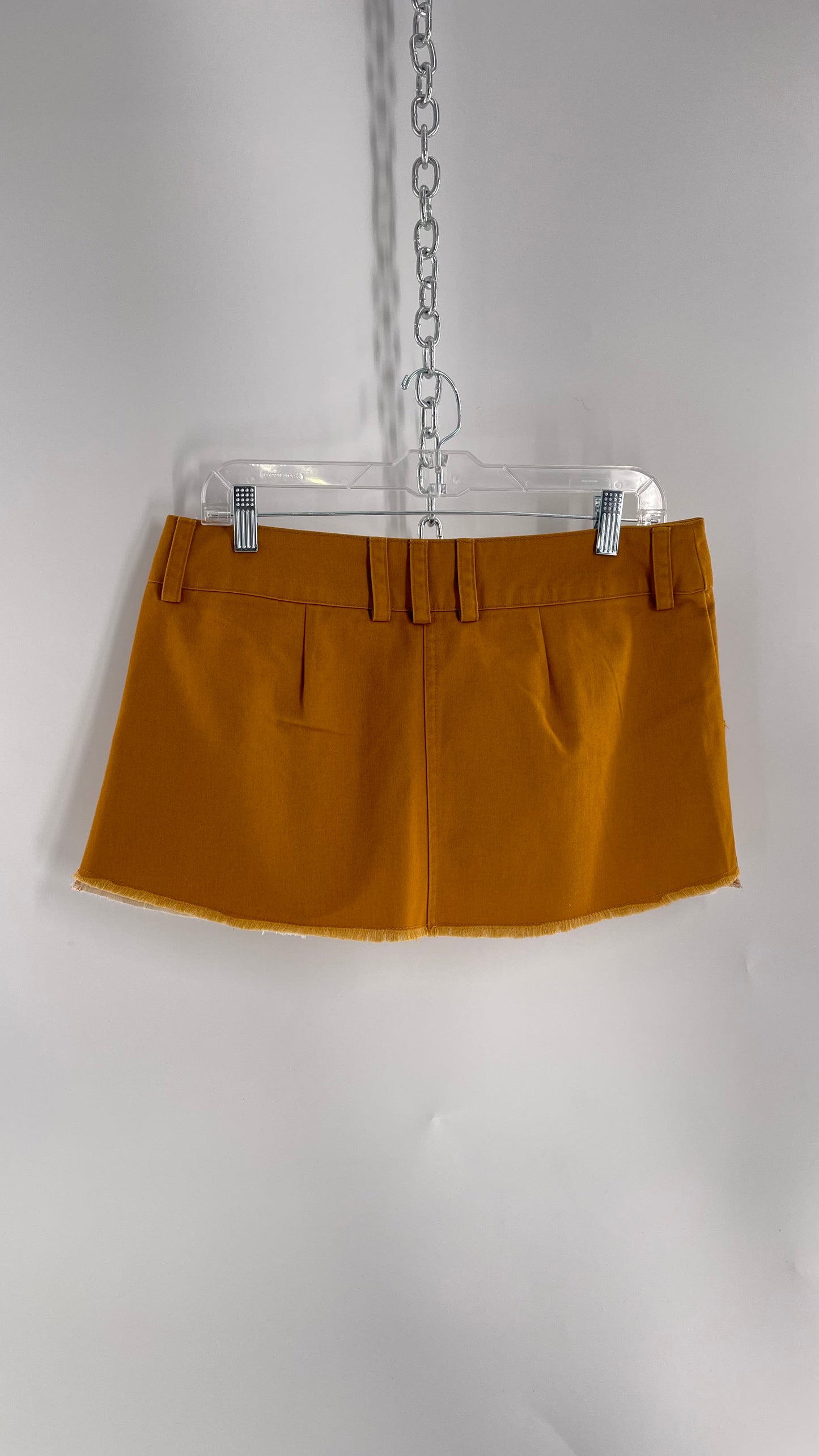 BDG Pumpkin Orange Pleated Mini Skirt with Exposed Pockets (Medium)