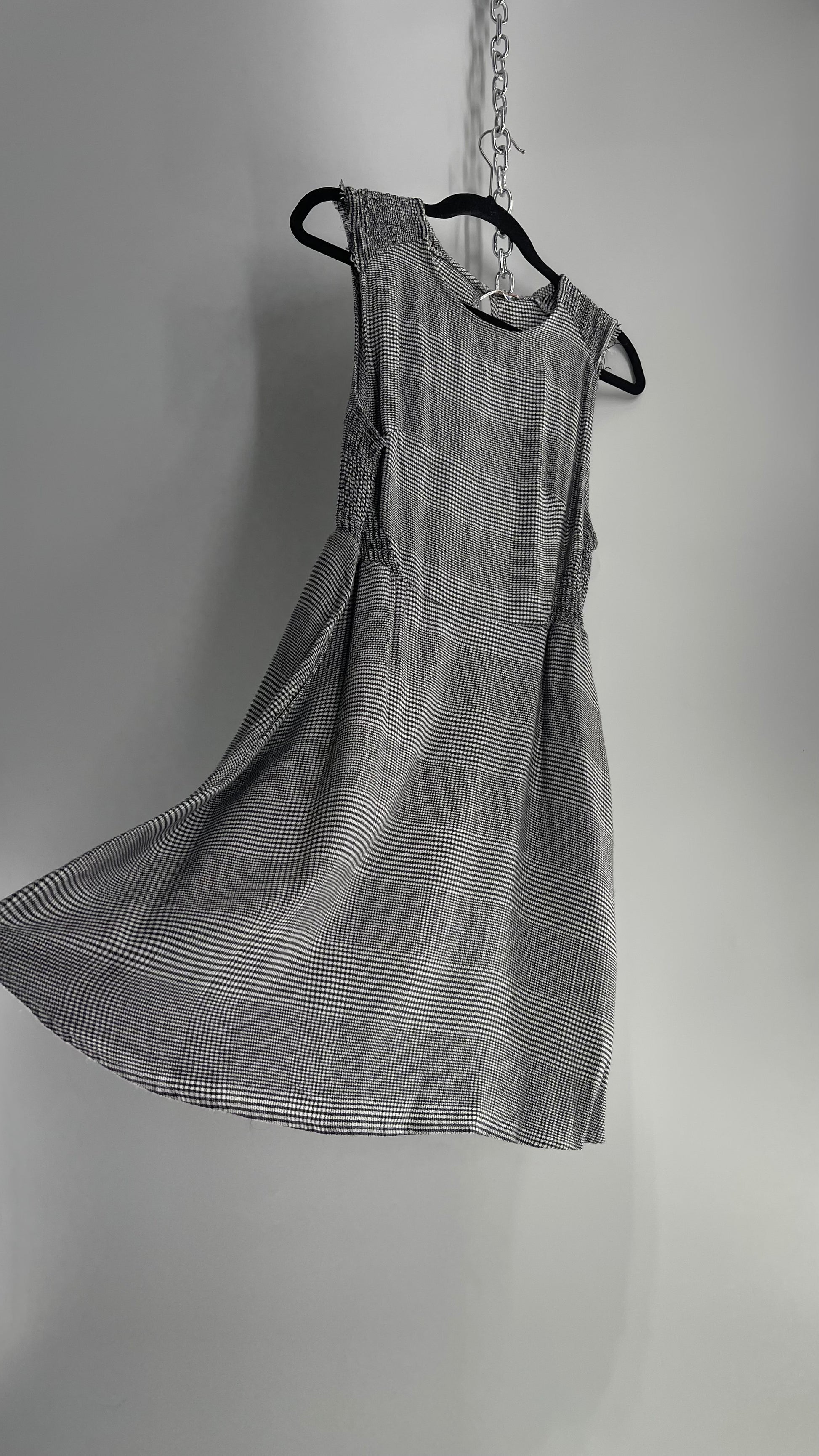 Free People Black and White Plaid Woven Dress with Smocked Details (M) Free People Black and White Plaid Woven Dress with Smocked Details (M)