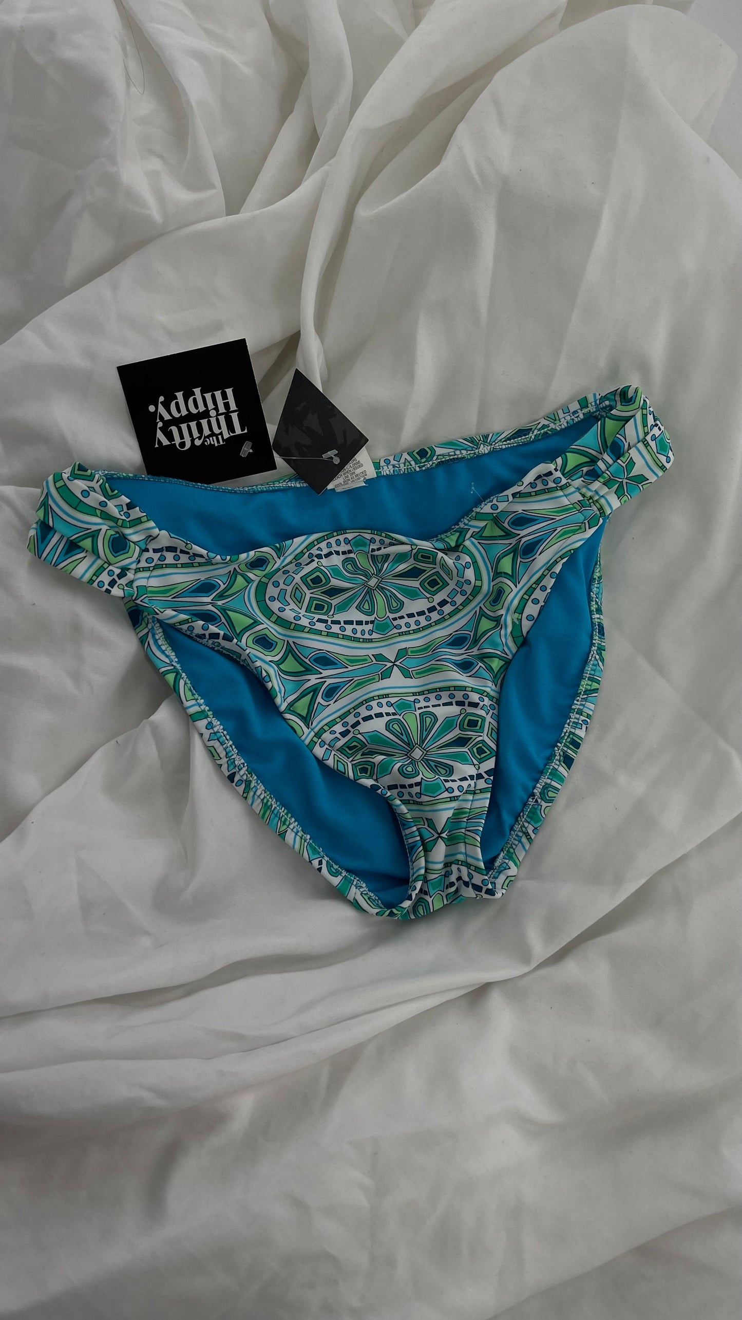Deadstock Vintage Mosimo Patterned Green/Blue Bottoms with Tags Attached (Small)