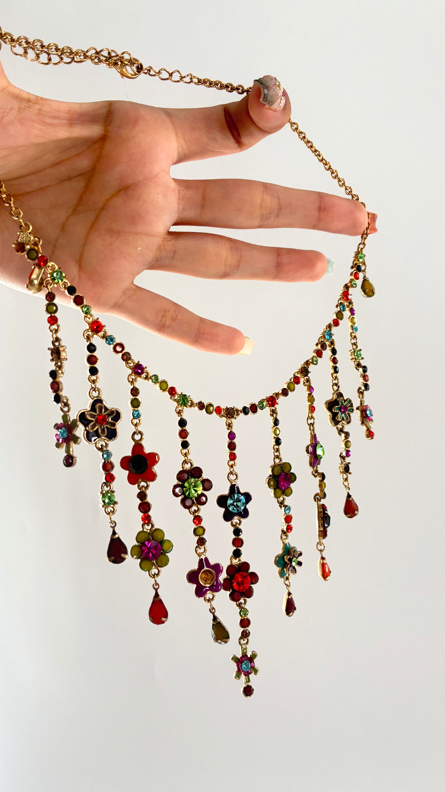 Vintage MICHAEL NEGRIN f Cascading Florals Gemstone Necklace