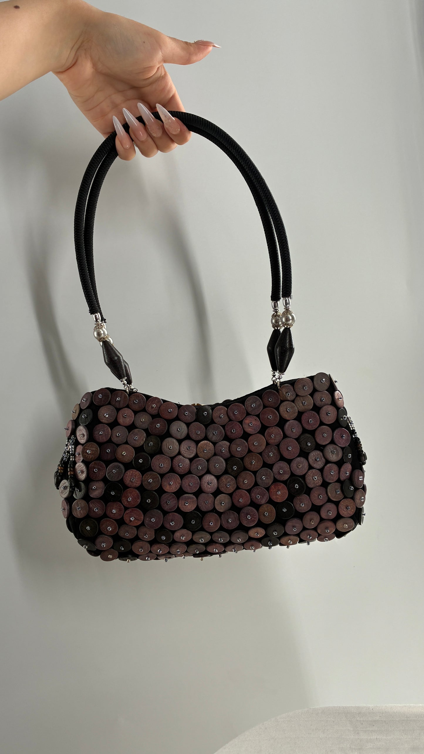 Vintage Embellished Purse with Sequins, Beading, Shells, and Florals
