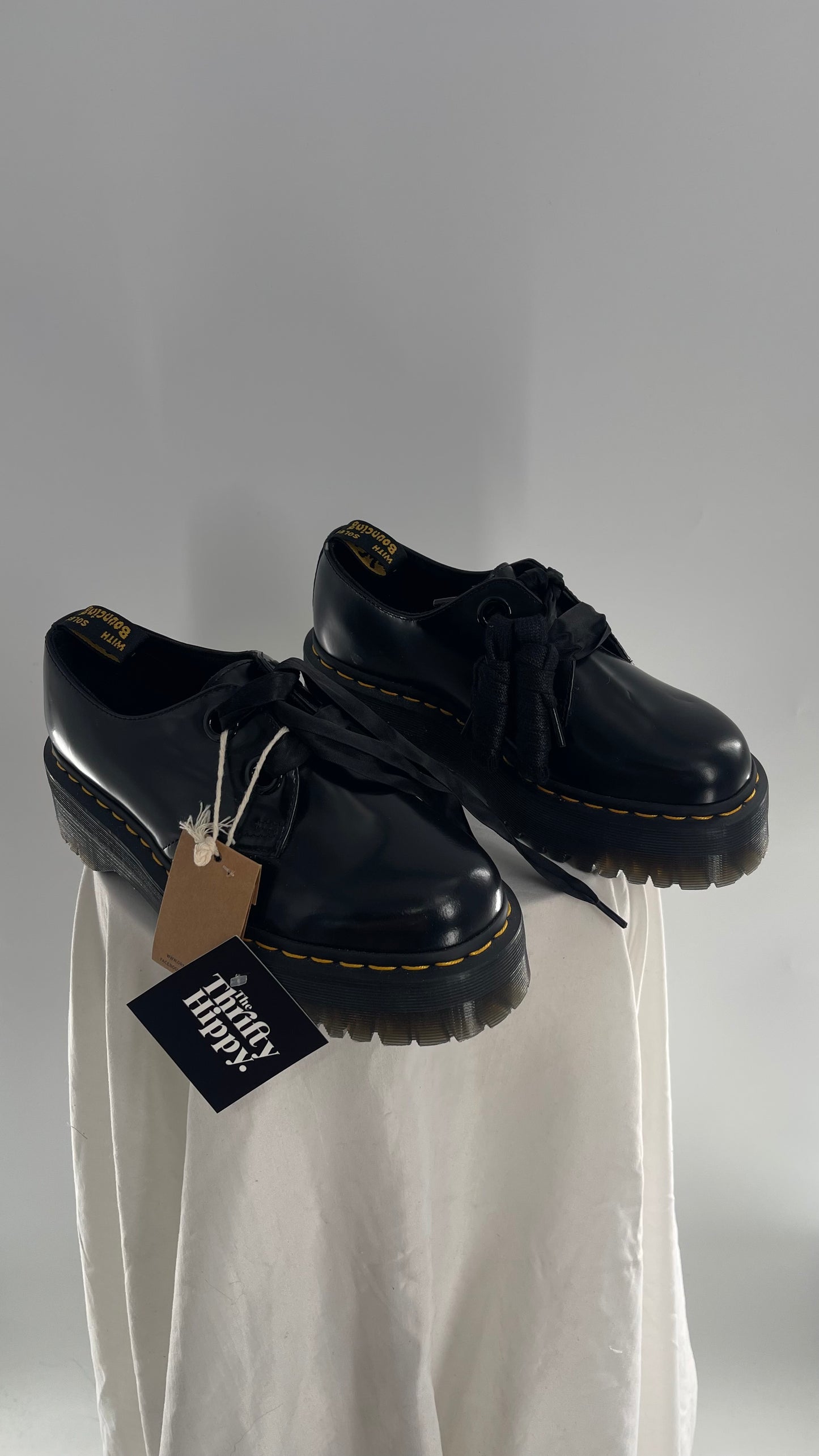 Dr.Martens  Black Patent Leather Holly Platform Oxford(8)