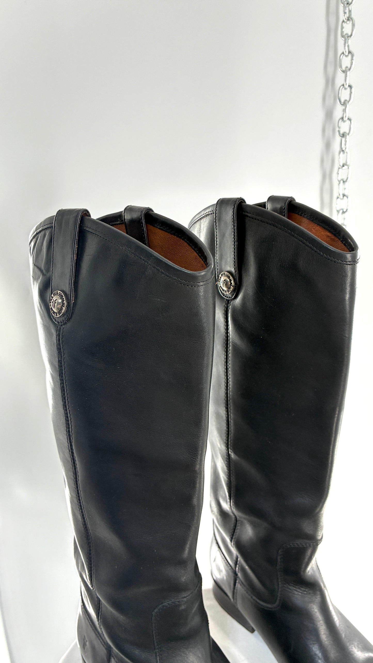 Vintage FRYE Melissa Tall Black Genuine Leather Boots Made in Mexico (8)
