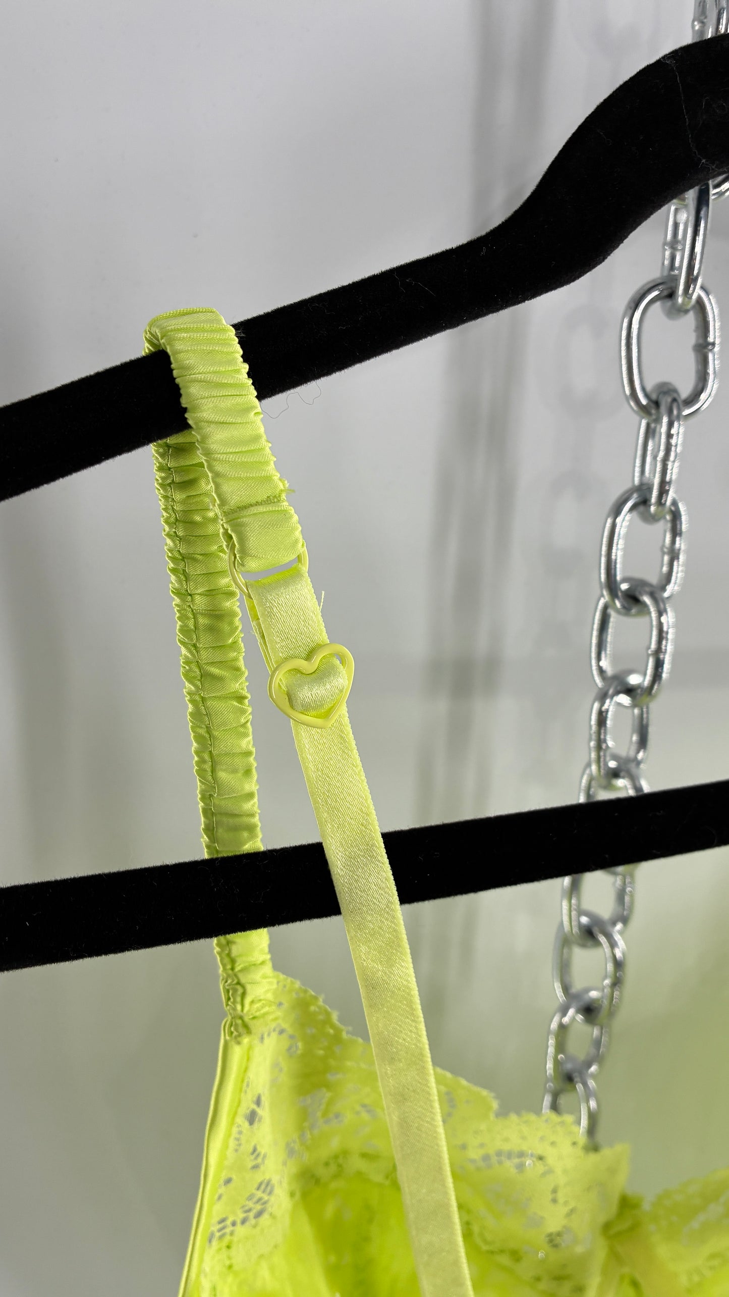 For Love & Lemons Lime Green Corseted Lace Bralette with Strappy Back and Tags Attached (38C)