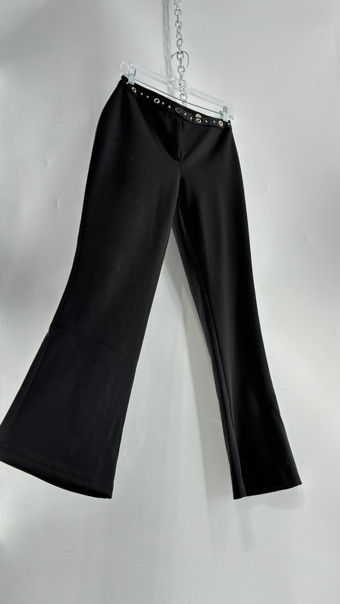 Vintage 1990s JOE BENBASSET Black Kickflares with Studded, Grommet Waistline (5)
